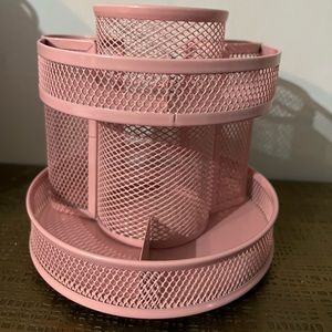 Set of Pink spinning desk accessory/pen holder